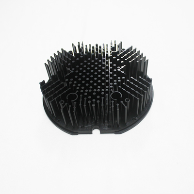 Round Aluminum 1070 Cold Forged Heat Sink For LED Cooling Anodizing Black 15cm